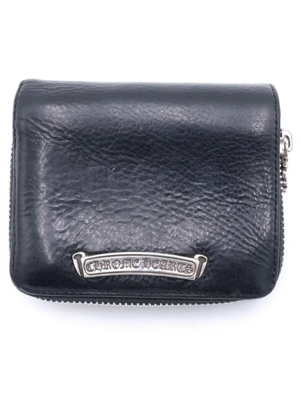 Chrome Hearts SQ Zip Bill Square Zip Leather Wallet Black